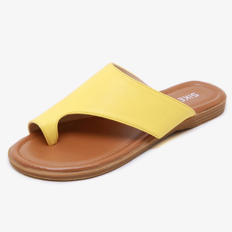 Kvinner Clip Toe Pure Color Fritids Sommer Flat Sandaler