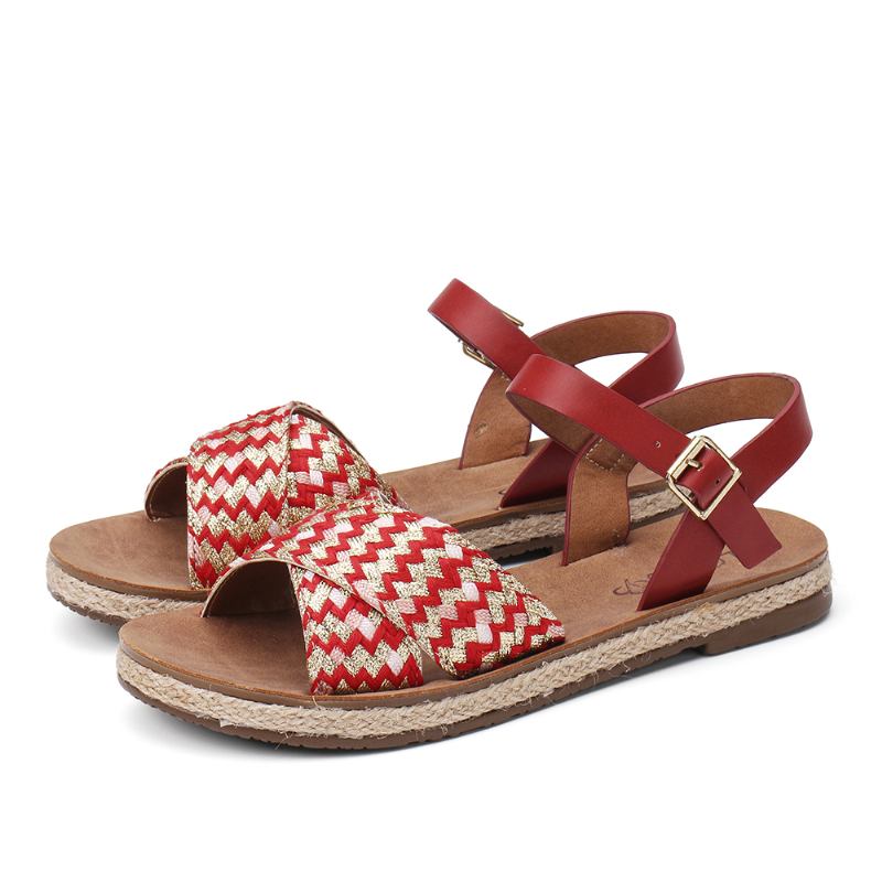 Kvinner Cross Woven Strap Fritids Sandaler