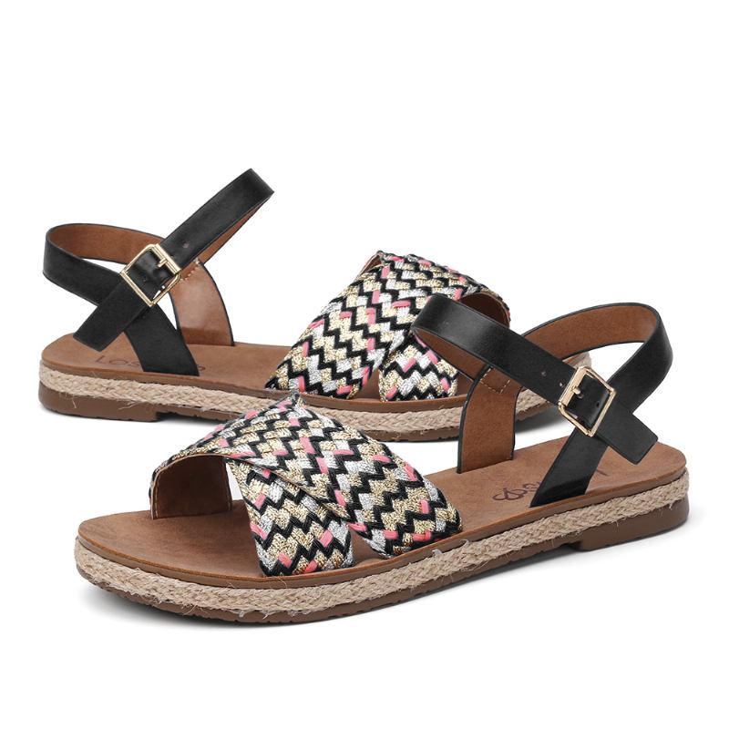 Kvinner Cross Woven Strap Fritids Sandaler