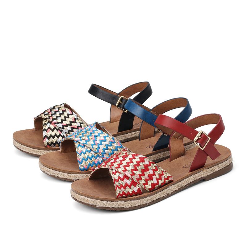 Kvinner Cross Woven Strap Fritids Sandaler