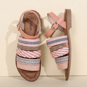 Kvinner Fritids Bohemia Weave Stitching Spenne Flat Sandaler