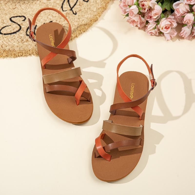 Kvinner Fritids Cross Strap Clip Toe Sandaler