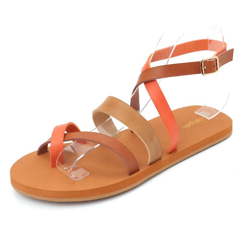 Kvinner Fritids Cross Strap Clip Toe Sandaler