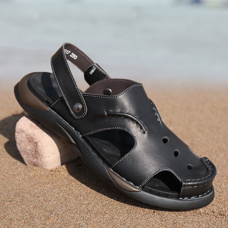 Menn Kuskinn Toveis Myk Såle Sklisikker Lukket Tå Slip På Uformelle Sandaler