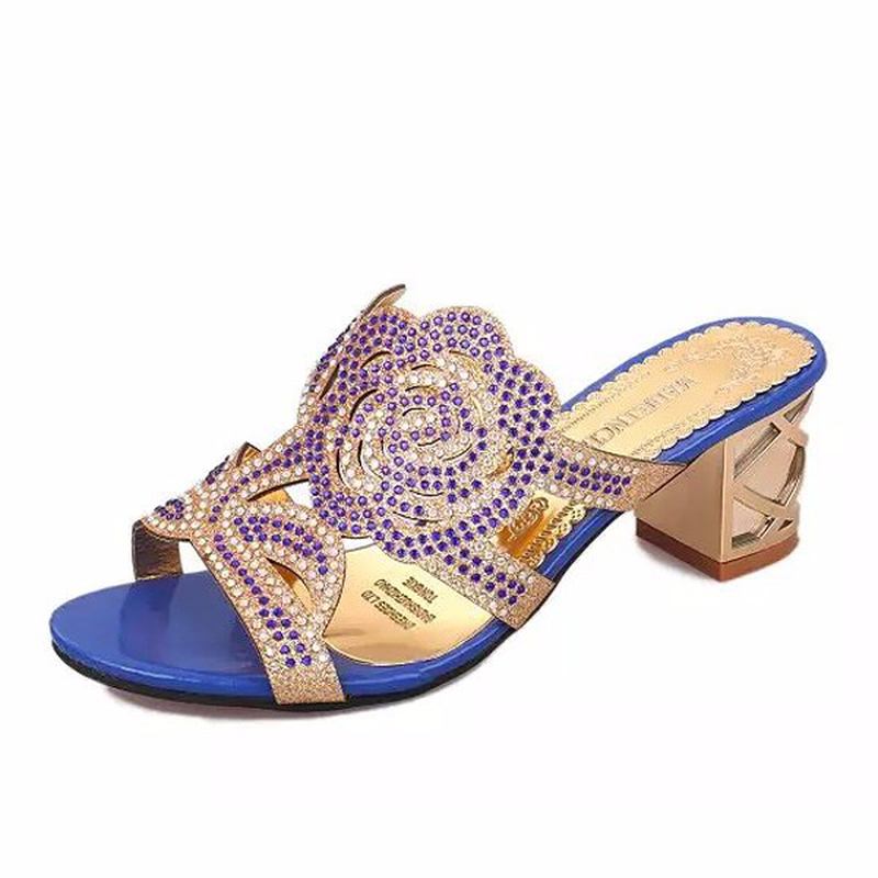 Sommer Pustende Strandsandaler Rhinestone Elegante Sko Slip-on-plattformsandaler