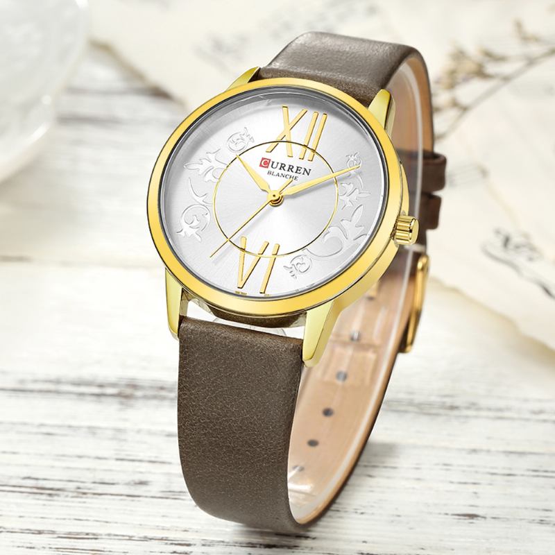 Analog Fritids Style Dame Armbåndsur Leather Band Quartz Watch