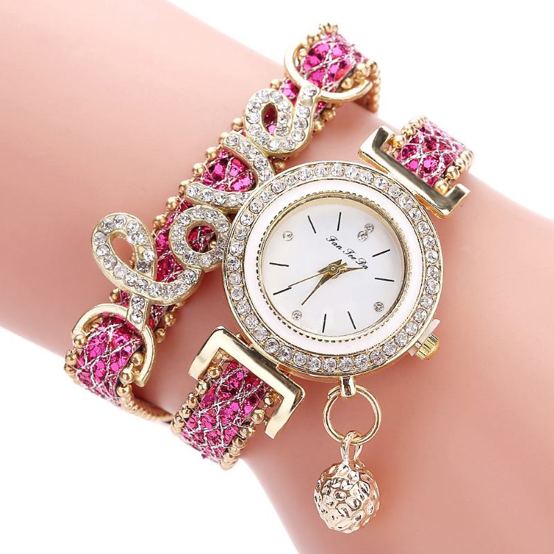 Anheng Kvinner Armbånd Watch Crystal Mote Style Full Quartz Watch