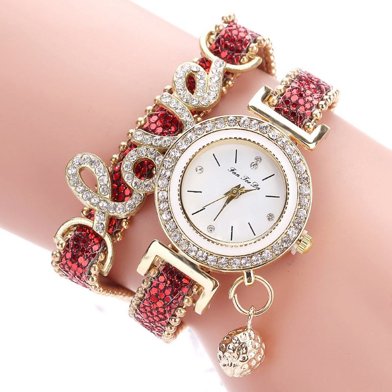 Anheng Kvinner Armbånd Watch Crystal Mote Style Full Quartz Watch