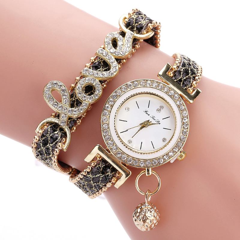 Anheng Kvinner Armbånd Watch Crystal Mote Style Full Quartz Watch