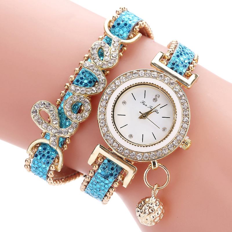 Anheng Kvinner Armbånd Watch Crystal Mote Style Full Quartz Watch