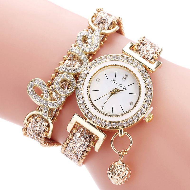 Anheng Kvinner Armbånd Watch Crystal Mote Style Full Quartz Watch