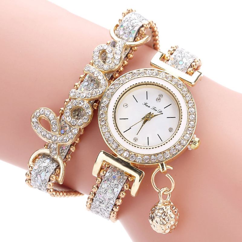 Anheng Kvinner Armbånd Watch Crystal Mote Style Full Quartz Watch