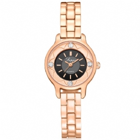 Blomstrete Med Trykk Dial Dame Armbånd Watch Diamond Quartz Watch