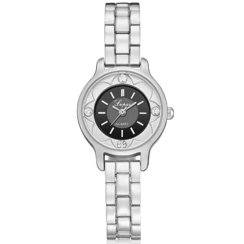 Blomstrete Med Trykk Dial Dame Armbånd Watch Diamond Quartz Watch