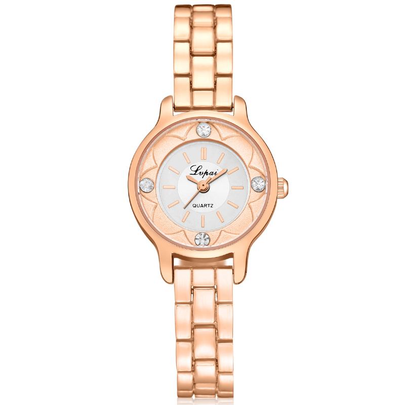 Blomstrete Med Trykk Dial Dame Armbånd Watch Diamond Quartz Watch