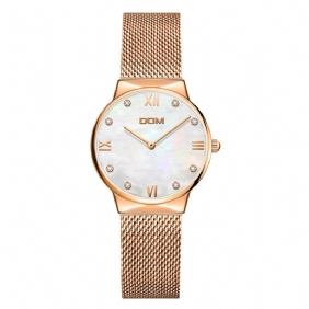 Crystal Shell Surface Dame Armbåndsur Rustfritt Stål Band Quartz Watch