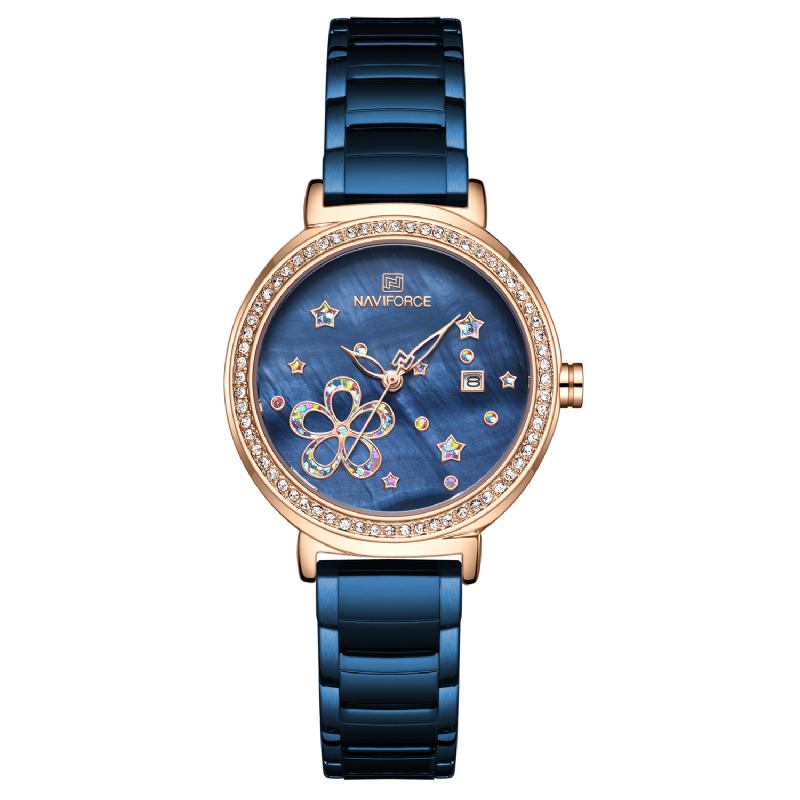 Dato Display Full Steel Dame Armbåndsur Krystall Klassisk Design Quartz Watch