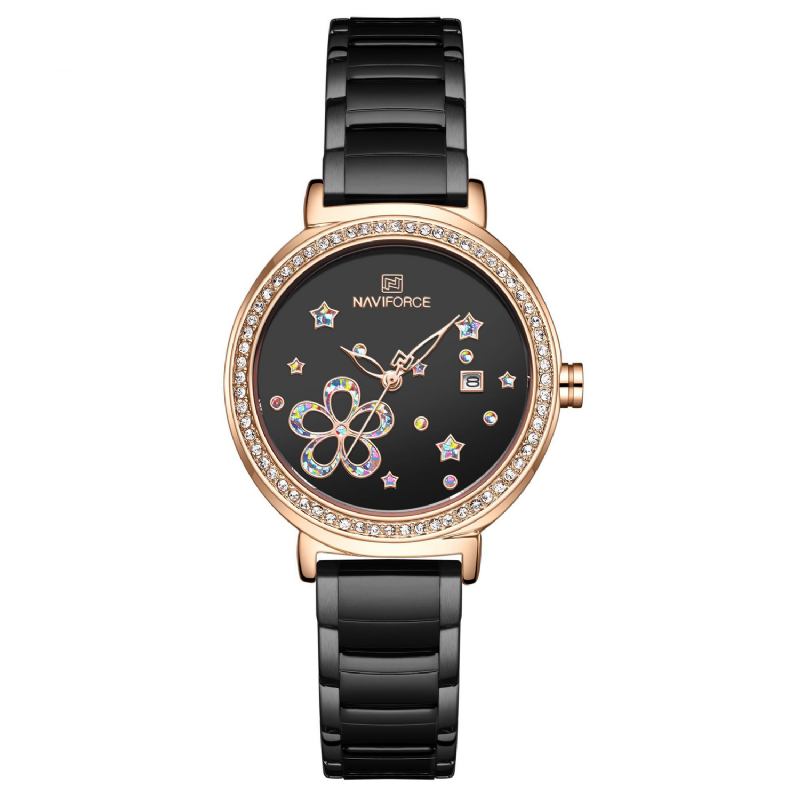 Dato Display Full Steel Dame Armbåndsur Krystall Klassisk Design Quartz Watch