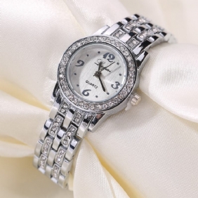 Diamond Dress Dame Armbåndsur Full Steel Elegant Design Quartz Watch