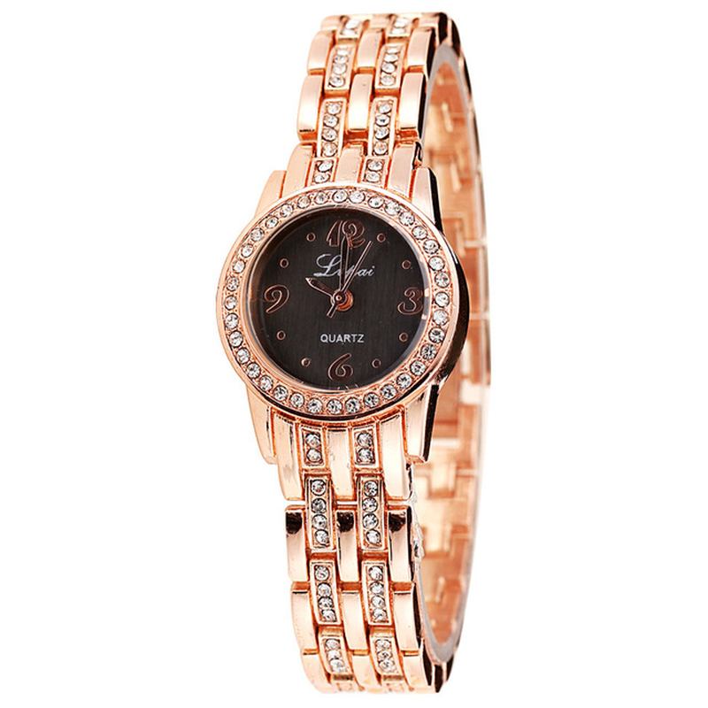 Diamond Dress Dame Armbåndsur Full Steel Elegant Design Quartz Watch