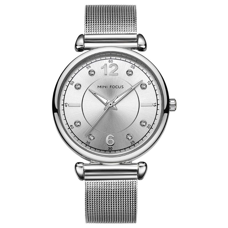 Elegant Design Mesh Steel Dame Armbåndsur Crystal Dame Quartz Watch