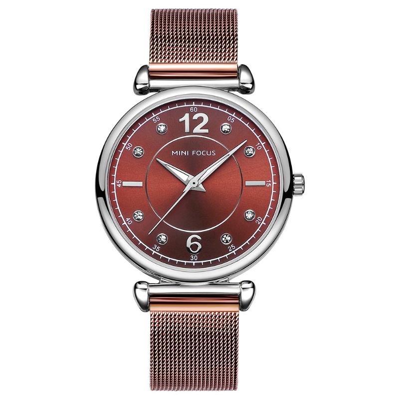 Elegant Design Mesh Steel Dame Armbåndsur Crystal Dame Quartz Watch