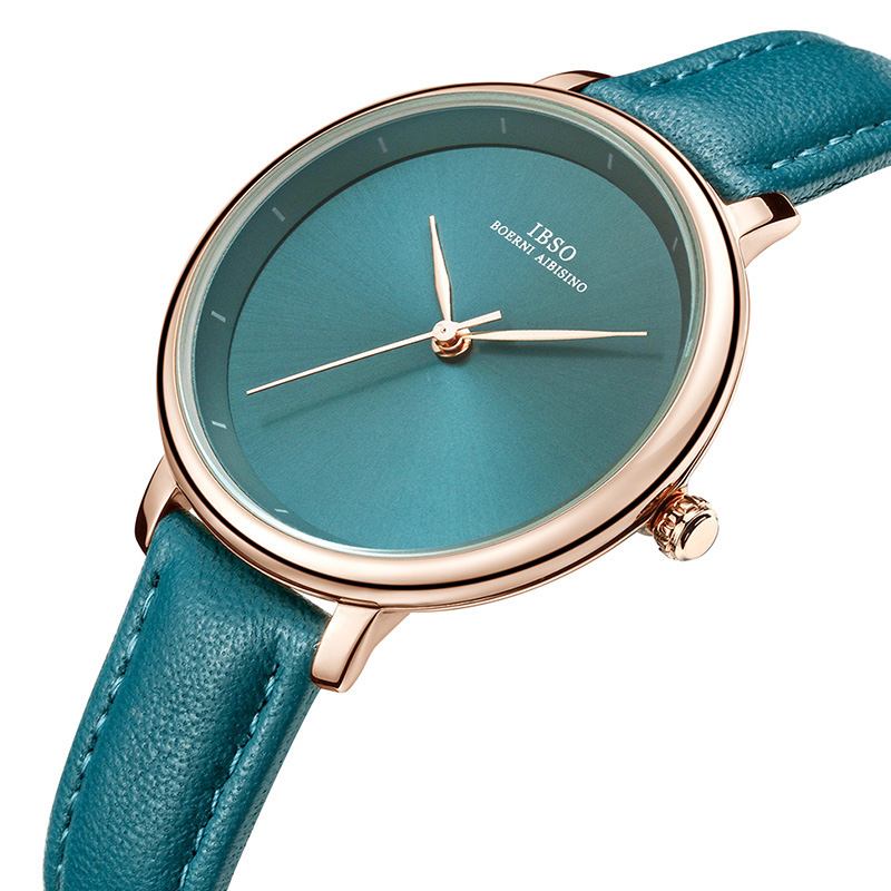 Enkelt Design Damearmbåndsur Business Style Leather Band Quartz Watch