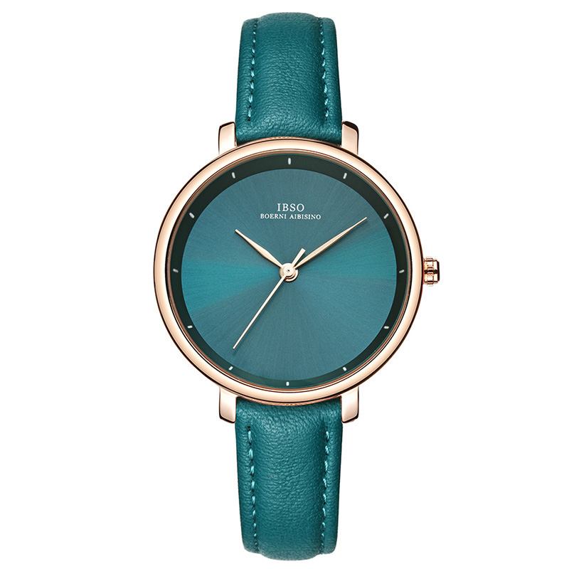 Enkelt Design Damearmbåndsur Business Style Leather Band Quartz Watch