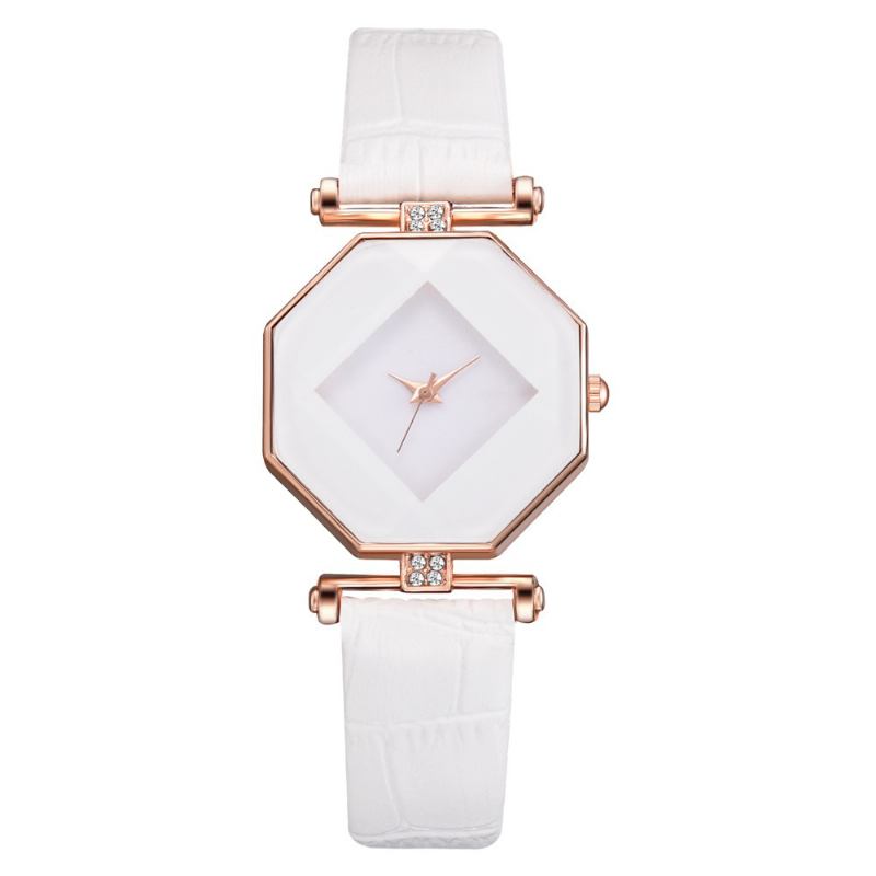 Fahion Diamond Mirror Watch Damekjole Ultra-tynt Skinn Kvarts Klokke