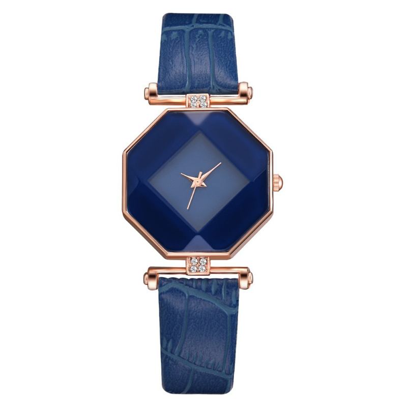 Fahion Diamond Mirror Watch Damekjole Ultra-tynt Skinn Kvarts Klokke