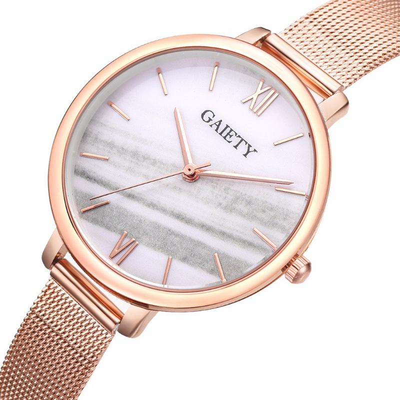 Fargerik Rose Gold Steel Band Dame Armbåndsur Ultra Thin Quartz Watch