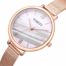 Fargerik Rose Gold Steel Band Dame Armbåndsur Ultra Thin Quartz Watch