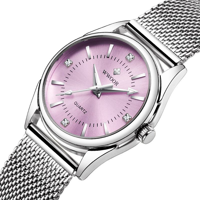 Fritids Style Dame Armbåndsur Liten Urskive Display Full Steel Quartz Watch