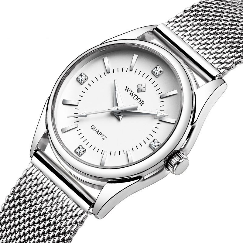 Fritids Style Dame Armbåndsur Liten Urskive Display Full Steel Quartz Watch