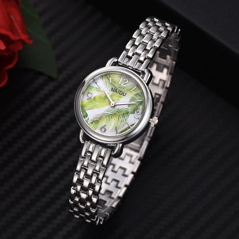 Fritids Style Dekorative Dame Armbåndsur Full Steel Band Quartz Watch