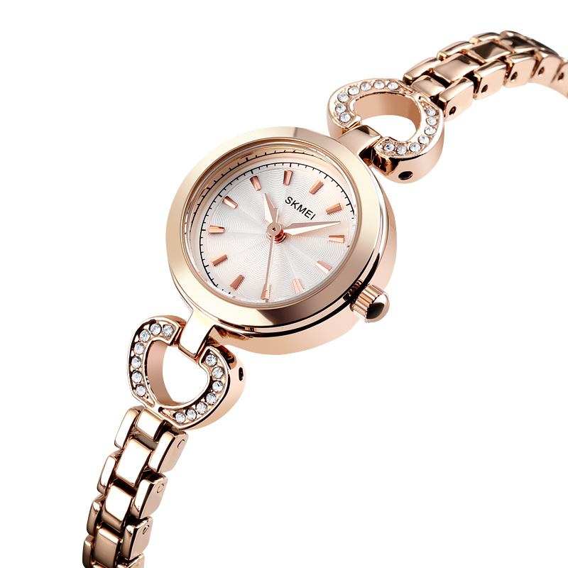 Luksus Krystall Rustfritt Stål Elegant Mote Damearmbåndsur Quartz Watch