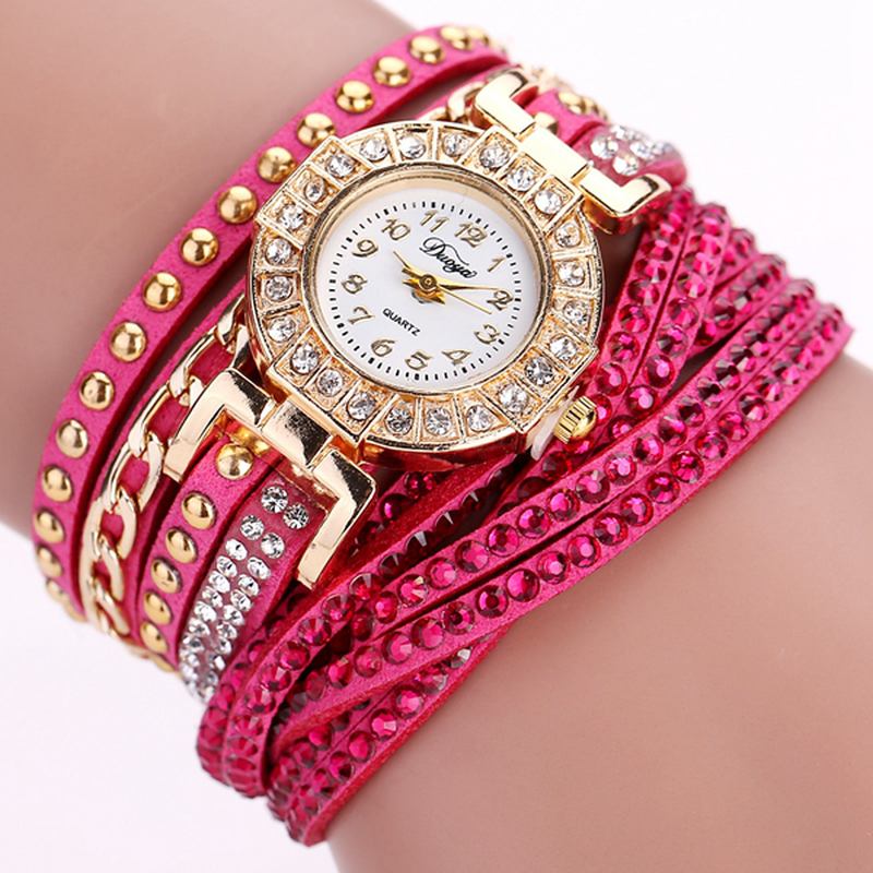 Luksus Nation Style Crystal Gold Armbånd Watch Dame Vintage Quartz Wirstwatches