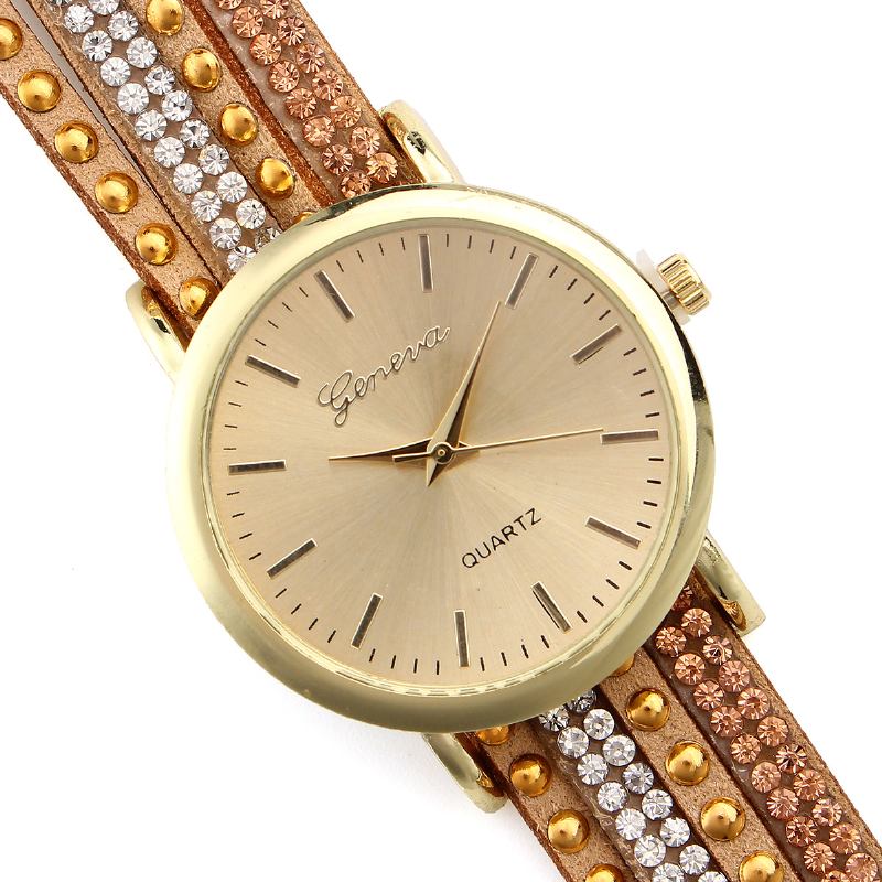 Mote Circle Armbånd Diamond Dame Watch Quartz Watch