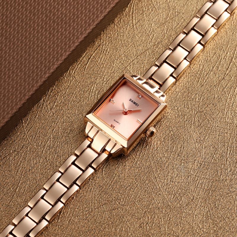 Mote Dameklokke Lett Luksus 3atm Vanntett Rustfri Strap Quartz Watch