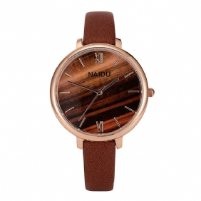 Mote Elegant Design Romersk Nummer Pu Lærreim Damearmbåndsur Quartz Watch