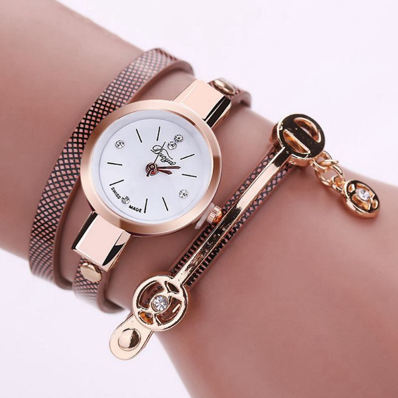 Mote Fritids Damer Diamand Pu Lærreim Dame Armbånd Watch Quartz Watch