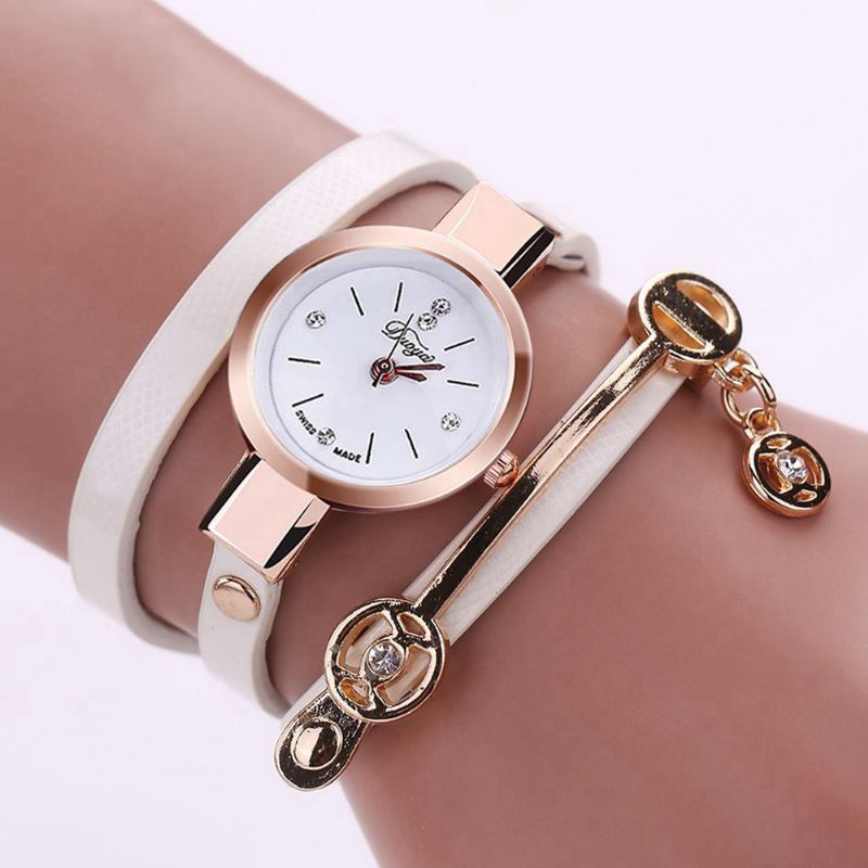 Mote Fritids Damer Diamand Pu Lærreim Dame Armbånd Watch Quartz Watch