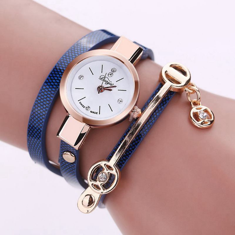 Mote Fritids Damer Diamand Pu Lærreim Dame Armbånd Watch Quartz Watch