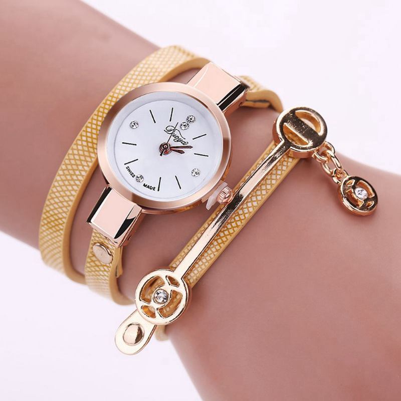 Mote Fritids Damer Diamand Pu Lærreim Dame Armbånd Watch Quartz Watch