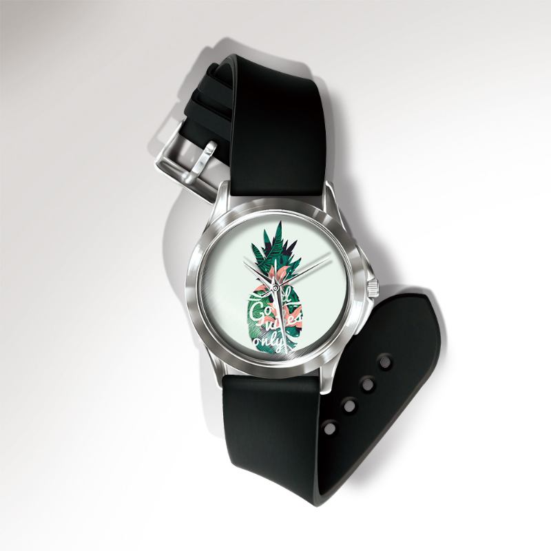 Mote Pineapple Med Trykk Watch Sommer Frukt Pvc Fritids Lady Quartz Watch