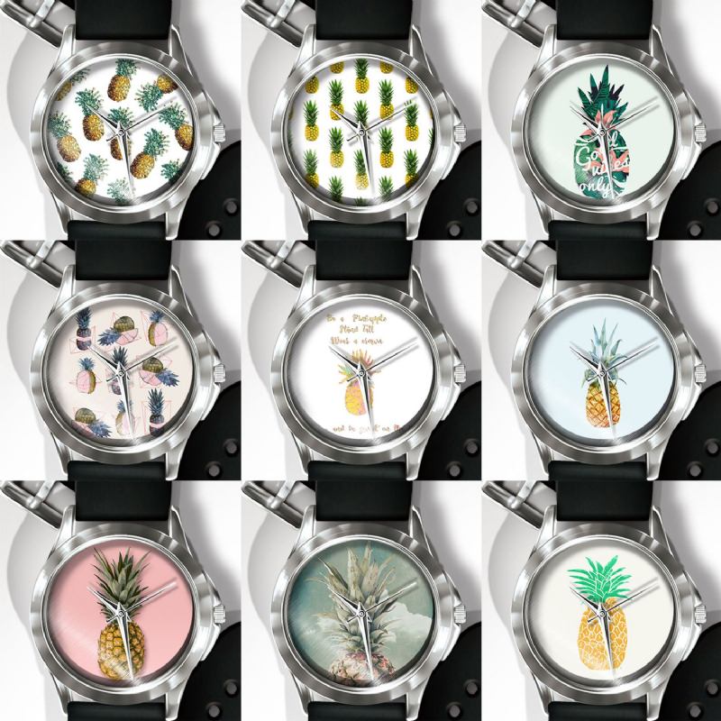 Mote Pineapple Med Trykk Watch Sommer Frukt Pvc Fritids Lady Quartz Watch