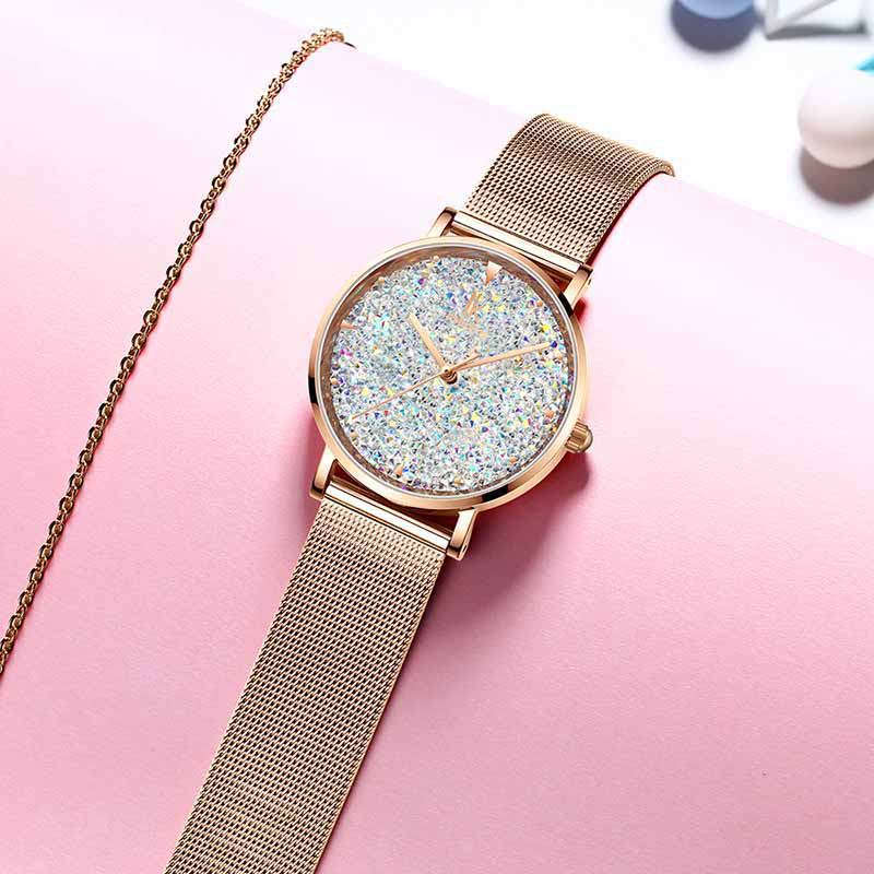 Mote Style Gypsophila Dial Magnetic Watch For Kvinner Ultra Thin Quartz Watch