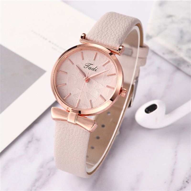 Mote Uformell Elegante Kvinner Klokker Lær Band Urskive Rose Gull Håndledd Veske Quartz Watch