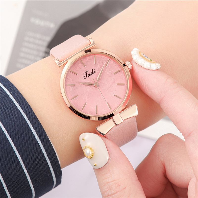 Mote Uformell Elegante Kvinner Klokker Lær Band Urskive Rose Gull Håndledd Veske Quartz Watch