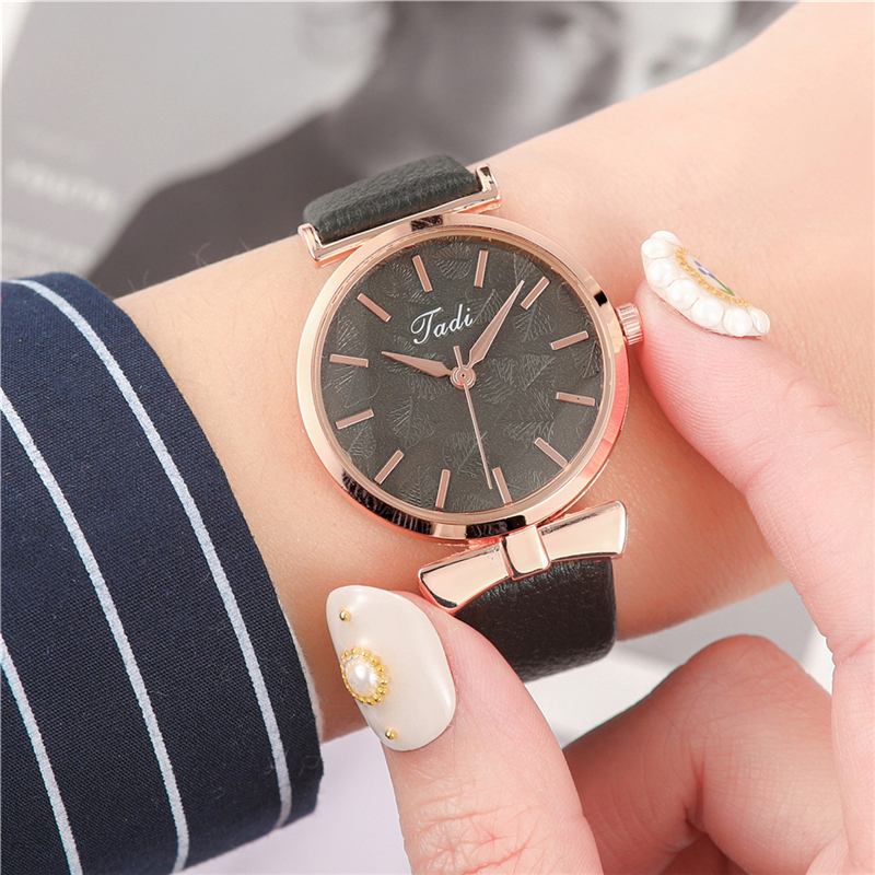 Mote Uformell Elegante Kvinner Klokker Lær Band Urskive Rose Gull Håndledd Veske Quartz Watch